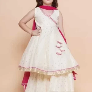 SalasarKurti Girls Festive & Party Kurta and Palazzo Set (Yellow Pack of 1)
