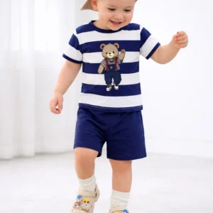 ROSE TEXTILE Boys Casual T-shirt Shorts (BLUE & WHITE)